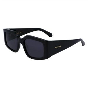 Ferragamo Black Rectangular Sunglasses